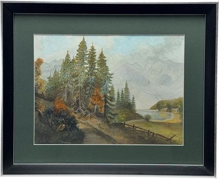 Wilfried Thierbach, mountain lake with group of tr