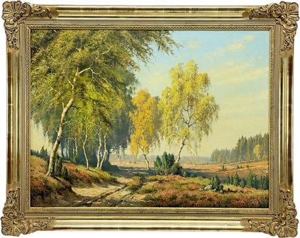 Willy Hanft, paesaggio di brughiera con betulle ed
