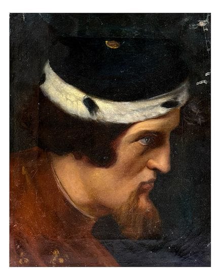 Ritratto di un uomo di profilo con un cappello di 