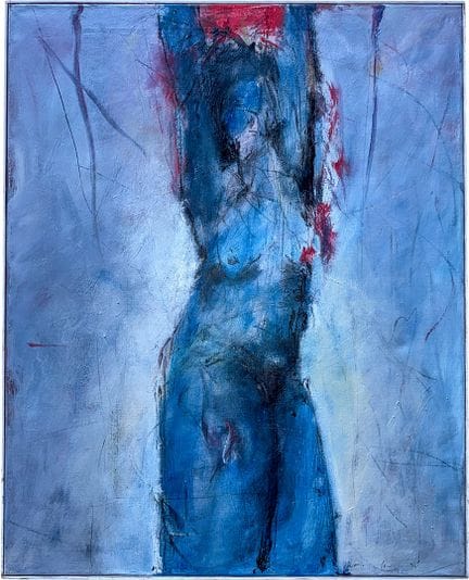 Wolfgang Kretzer, "Hoffnung", female nude in blue 
