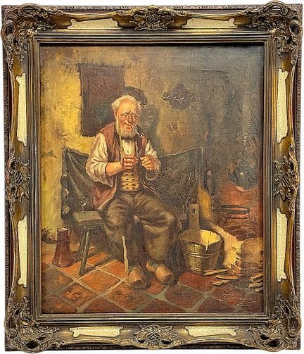 C. Herrmann, Uomo con pipa che ripara una rete, Ri