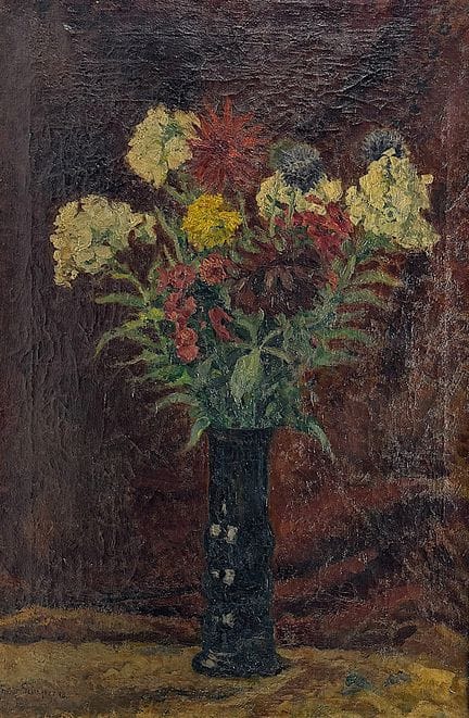 Friedrich Schaper, natura morta con fiori, dalie, 
