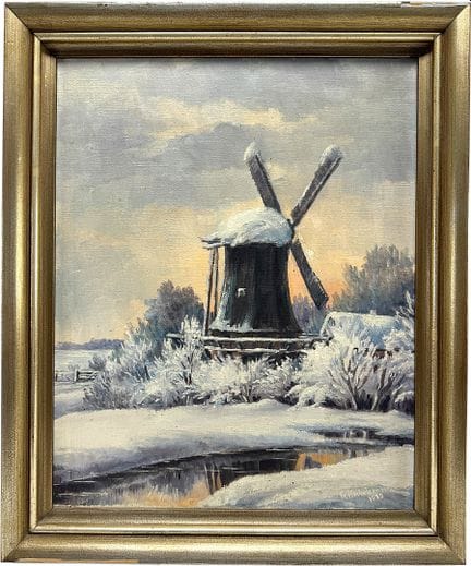 Pittore del XX secolo, Paesaggio invernale con mul