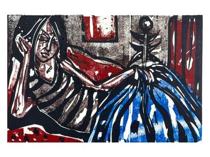 蒂诺·雷克斯（Tino Rex），《躺着的人》，描绘一位倚靠在红色窗前的仰卧女子，第3/10版，创作