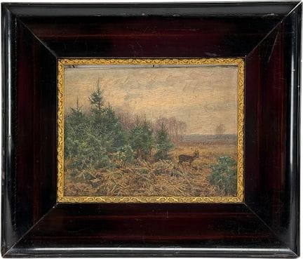 Hermann Ritzau, Radura con un capriolo, olio su ta