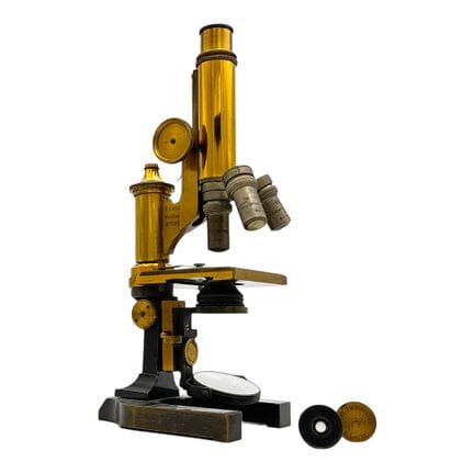 Microscopio E. Leitz Wetzlar con revolver, obietti