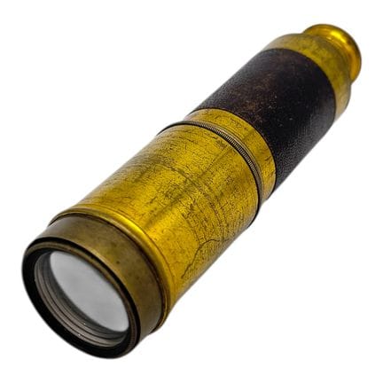 Cannocchiale a tre sezioni in ottone con rivestime