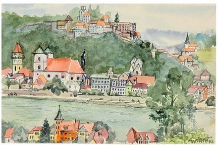 Martin Wirth, Passau, view across the river to hou