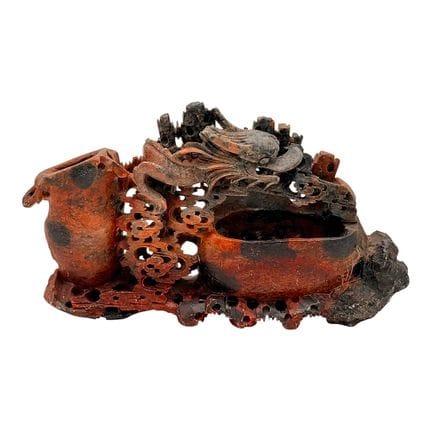 Chinese Soapstone Brush Washer with Dragon and Clo