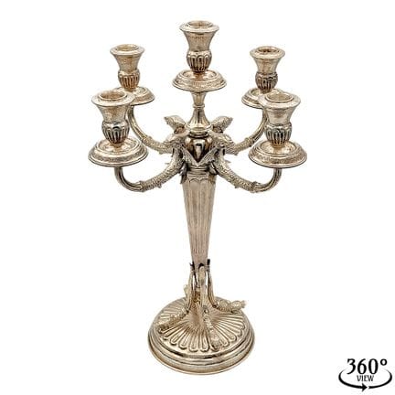 Candelabro de cinco brazos, plata 900, ocho delfin