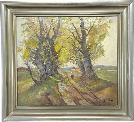 Bruno Jüttner, woman in autumn landscape, field pa
