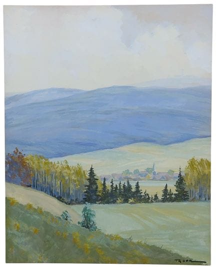 Fritz Thate, Veduta con villaggio dell’Harz, villa
