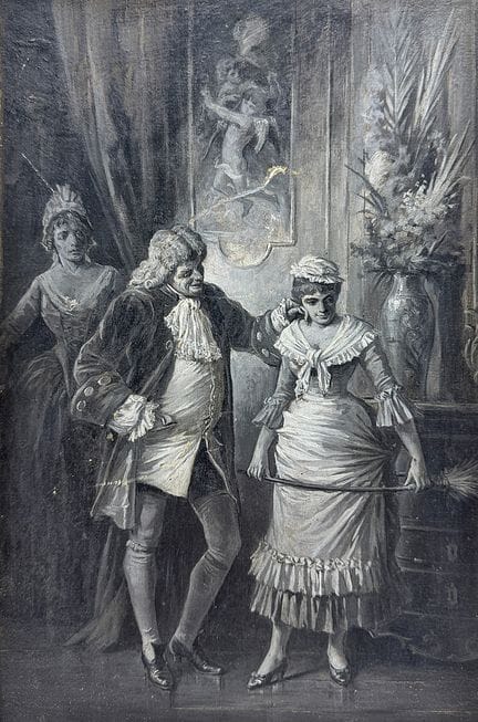 G. Alberti, scena galante in boudoir, gentiluomo c