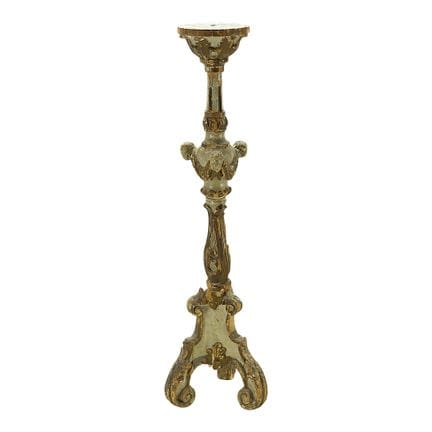 Candelabro de altar barroco, madera tallada y pint
