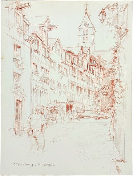 马丁·维尔特，梅尔斯堡，温策尔巷，带有尖顶的木骨架巷道，博登湖，上城区，1996年
（1939 – 