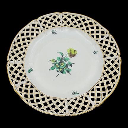 Nymphenburg reticulated plate with flower painting