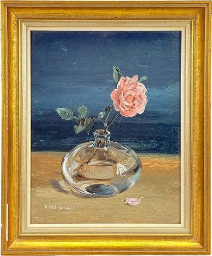 Helga Veit-Gommel, “Glas-Studie”, pink rose in a s