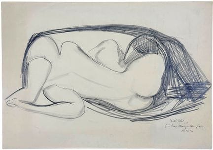 威尔·索尔，《裸体习作中的两个人物》，纸本铅笔画，作于1951年
（1906年路德维希港——1969