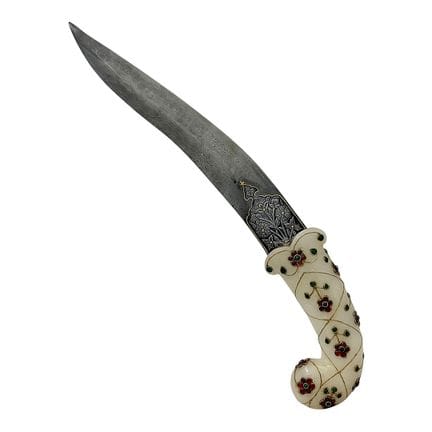 Pugnale indiano khanjar, impugnatura a pistola in 
