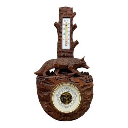 Stazione meteorologica con volpe intagliata, barom