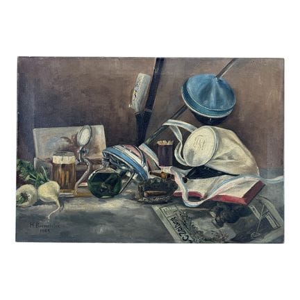 H. 布尔迈斯特，《格赖夫斯瓦尔德西里西亚同乡会色彩服饰静物画》，1909年
布面油画，左下角签名并
