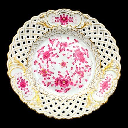 Meissen Reticulated Plate Indian Painting Purple, 