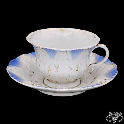 Tazza e piattino di Meissen, decorazione a rilievo
