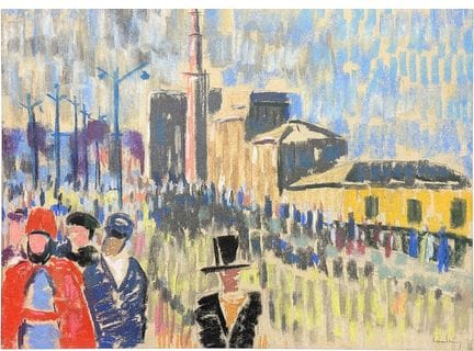 Clemens Kindling, Belfort, pastel with street scen