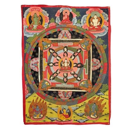 Mandala Thangka with the Four-Armed Avalokiteshvar