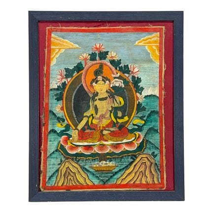 Thangka with Seated Deity on a Lotus Throne in a M