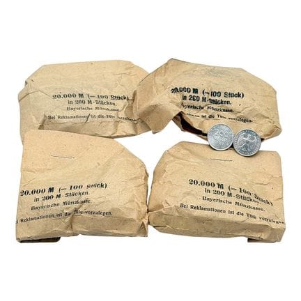 Lotto di 400 monete da 200 Mark del 1923 D, in all