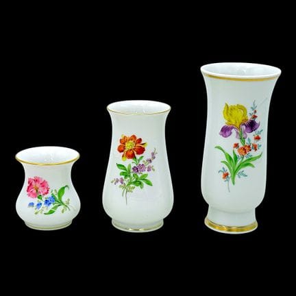 Meissen : trois petits vases avec motif « Bunte Bl