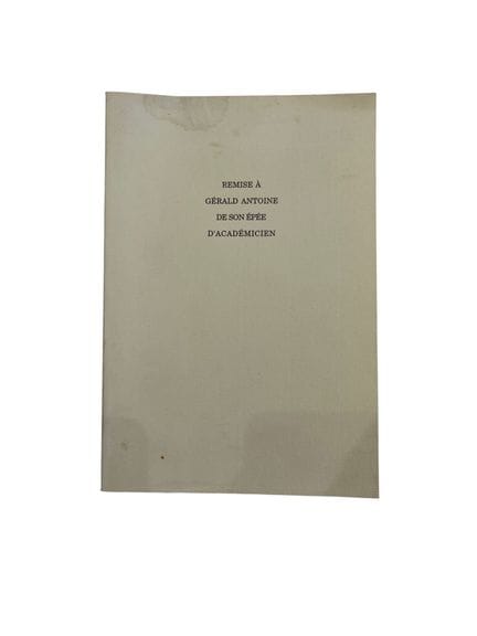 ACADEMIA FRANCESA 
Entrega a Gérard Antoine de su 