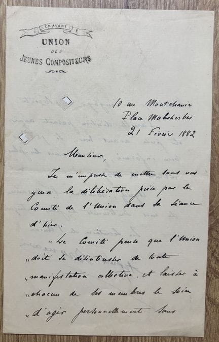 BRUNEAU (Alfred) (1857–1934).

Autograph letter si