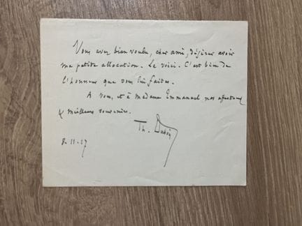 DUBOIS (Théodore). Carta autógrafa firmada dirigid