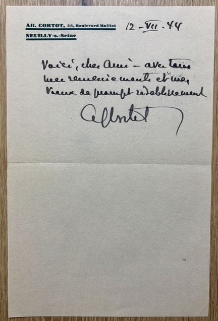 CORTOT (Alfred) (1877-1962). Pianista franco-suizo