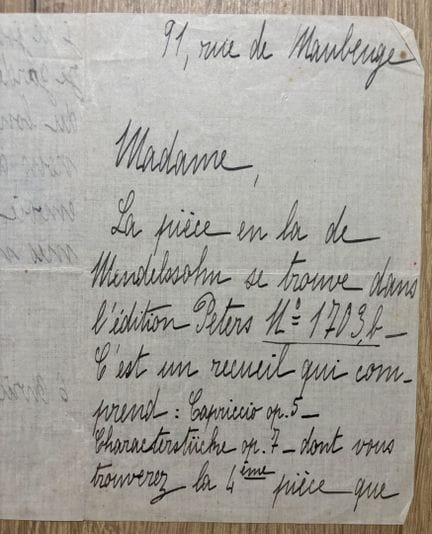 BRUNEAU (Alfred) (1857-1934).

Carta autógrafa «Lu