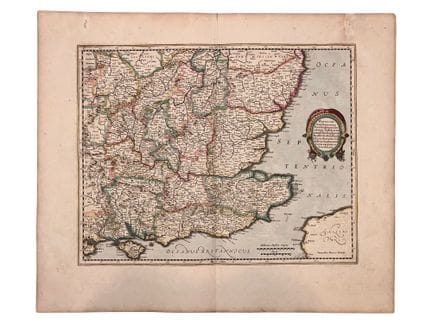 C. 1636 MAPPA DEL SUD-EST DELL'INGHILTERRA DI HENR
