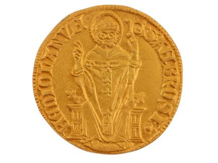 UNA MONETA D'ORO MEDIEVALE, PROBABILMENTE DI MILAN