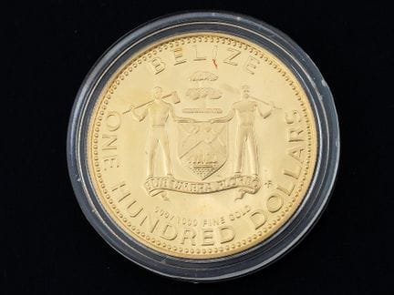 MONETA DA 100 DOLLARI DEL BELIZE IN ORO PROOF “STE