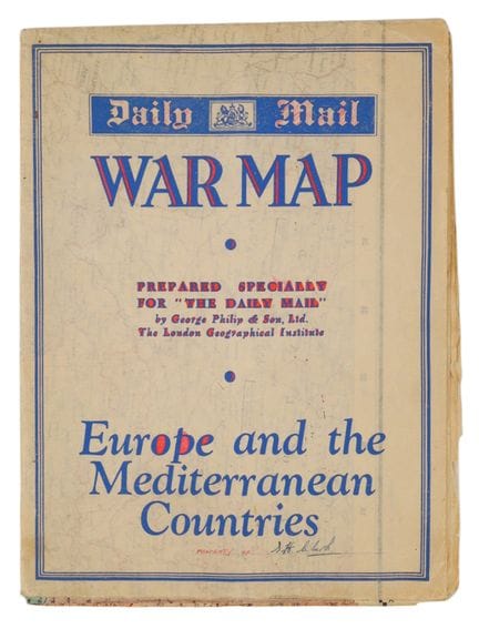 1940 MAPPA DI GUERRA DEL DAILY MAIL DELLA SECONDA 