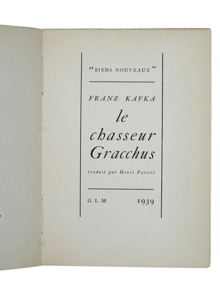1939 KAFKA (FRANZ) LE CHASSEUR GRACCHUS, LIMITIERT