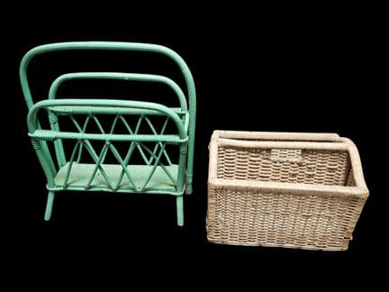 Two magazine racks made of bent and woven wicker, 