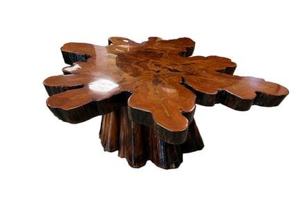 Tavolino in legno di violetta con base cilindrica
