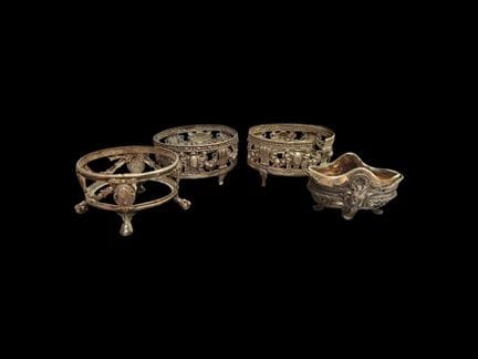 Set of four 925 silver salt shaker holders 
(one h