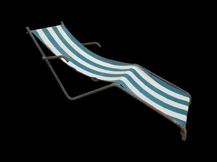 Set of nine metal lounge chairs with a weathered f