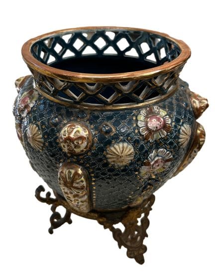 Cache pot en céramique émaillée polychrome, la mon