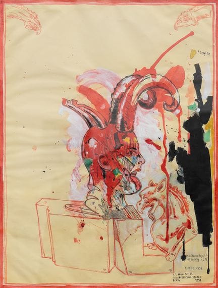 彼得·森格尔*（1945年出生于翁特贝格拉）
《曼（坦）科伦双层覆盖》，1998年

综合材料/纸 