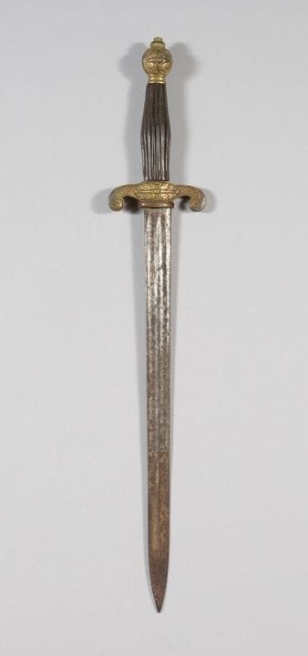 Firefighter's dagger, cast brass fittings, pommel 