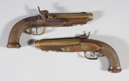 Pair of flintlock pistols converted to percussion,